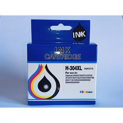 HP N9K07AE (304XL) színes "PRÉMIUM" utángyártott tintapatron. Tintaszintjelzéssel!
